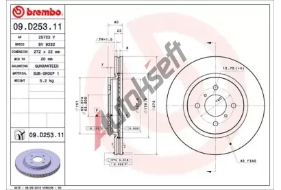 BREMBO Brzdov kotou COATED DISC LINE - 272 mm BRE 09.D253.11, 09.D253.11