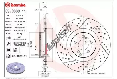 BREMBO Brzdový kotouč COATED DISC LINE - 360 mm BRE 09.D339.11, 09.D339.11 BREMBO Brzdový kotouč COATED DISC LINE - 360 mm BRE 09.D339.11, 09.D339.11