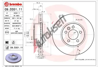 BREMBO Brzdov kotou COATED DISC LINE - 325 mm BRE 09.D351.11, 09.D351.11