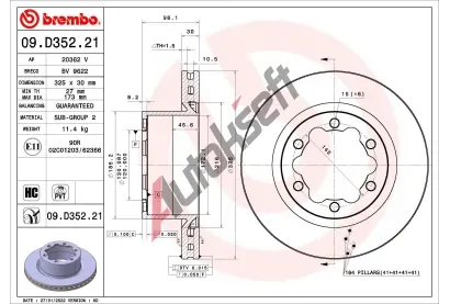 BREMBO Brzdov kotou COATED DISC LINE - 325 mm BRE 09.D352.21, 09.D352.21