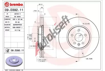 BREMBO Brzdov kotou COATED DISC LINE - 300 mm BRE 09.D392.11, 09.D392.11