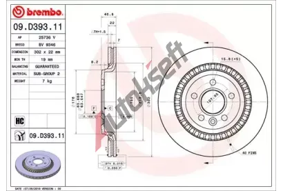 BREMBO Brzdov kotou COATED DISC LINE - 302 mm BRE 09.D393.11, 09.D393.11
