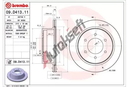 BREMBO Brzdov kotou COATED DISC LINE - 315 mm BRE 09.D413.11, 09.D413.11