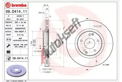 BREMBO Brzdov kotou COATED DISC LINE - 298 mm BRE 09.D414.11, 09.D414.11