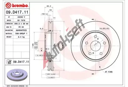 BREMBO Brzdov kotou COATED DISC LINE - 299 mm BRE 09.D417.11, 09.D417.11