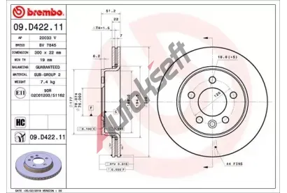 BREMBO Brzdov kotou COATED DISC LINE - 300 mm BRE 09.D422.11, 09.D422.11