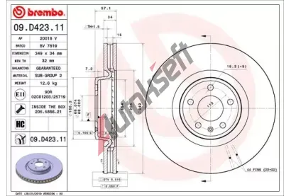 BREMBO Brzdov kotou COATED DISC LINE - 349 mm BRE 09.D423.11, 09.D423.11