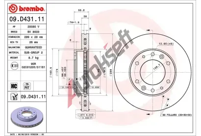 BREMBO Brzdov� kotou� COATED DISC LINE - 299 mm BRE 09.D431.11, 09.D431.11
