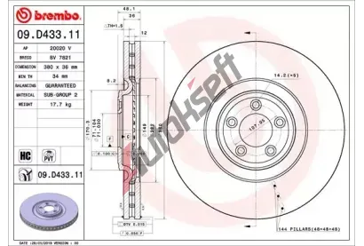BREMBO Brzdov kotou COATED DISC LINE - 380 mm BRE 09.D433.11, 09.D433.11