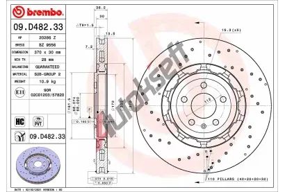 BREMBO Brzdov� kotou� TWO-PIECE DISCS LINE - 370 mm BRE 09.D482.33, 09.D482.33