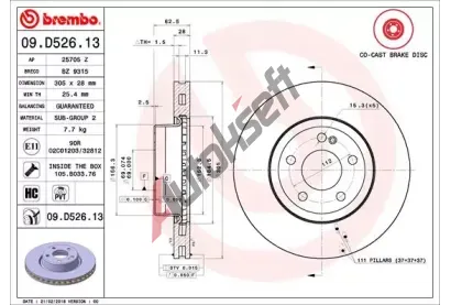 BREMBO Brzdov kotou CO-CAST DISCS LINE - 305 mm BRE 09.D526.13, 09.D526.13