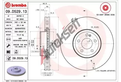 BREMBO Brzdov kotou CO-CAST DISCS LINE - 342 mm BRE 09.D529.13, 09.D529.13