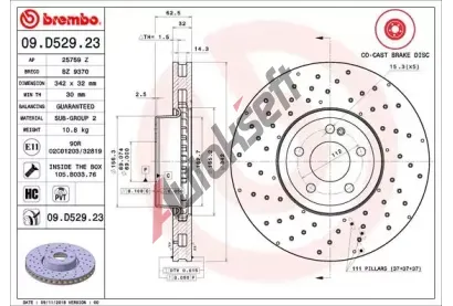 BREMBO Brzdov kotou CO-CAST DISCS LINE - 342 mm BRE 09.D529.23, 09.D529.23