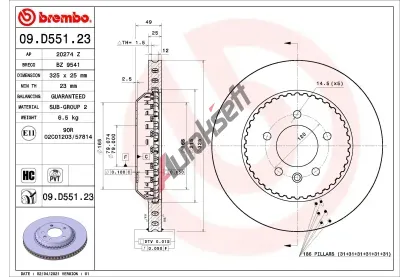 BREMBO Brzdový kotouč TWO-PIECE DISCS LINE - 325 mm BRE 09.D551.23, 09.D551.23 BREMBO Brzdový kotouč TWO-PIECE DISCS LINE - 325 mm BRE 09.D551.23, 09.D551.23