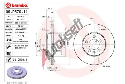 BREMBO Brzdov kotou COATED DISC LINE - 256 mm BRE 09.D570.11, 09.D570.11