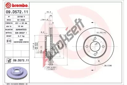 BREMBO Brzdov kotou COATED DISC LINE - 231 mm BRE 09.D572.11, 09.D572.11