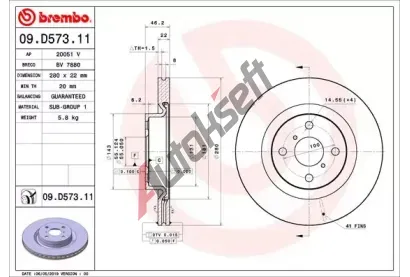 BREMBO Brzdov kotou COATED DISC LINE - 280 mm BRE 09.D573.11, 09.D573.11