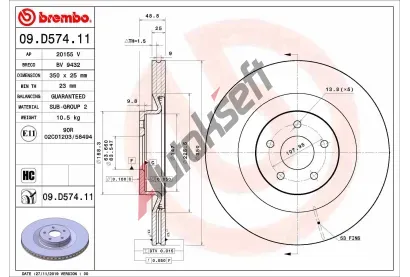 BREMBO Brzdov kotou COATED DISC LINE - 350 mm BRE 09.D574.11, 09.D574.11