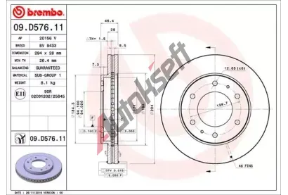 BREMBO Brzdov kotou COATED DISC LINE - 294 mm BRE 09.D576.11, 09.D576.11