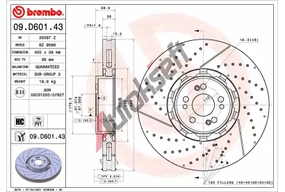 BREMBO Brzdov kotou TWO-PIECE DISCS LINE - 400 mm BRE 09.D601.43, 09.D601.43