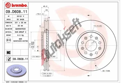 BREMBO Brzdov kotou COATED DISC LINE - 321 mm BRE 09.D608.11, 09.D608.11