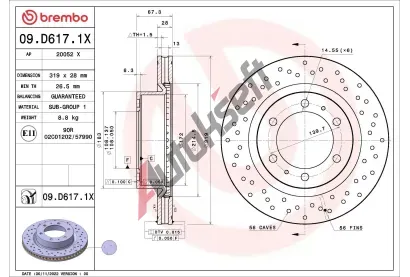 BREMBO Brzdov kotou XTRA LINE - 319 mm BRE 09.D617.1X, 09.D617.1X