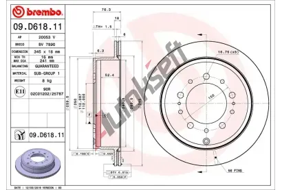 BREMBO Brzdov kotou COATED DISC LINE - 345 mm BRE 09.D618.11, 09.D618.11
