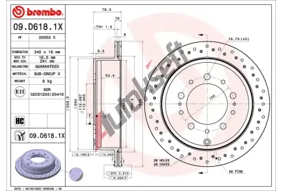 BREMBO Brzdov kotou BREMBO XTRA LINE - 345 mm BRE 09.D618.1X, 09.D618.1X