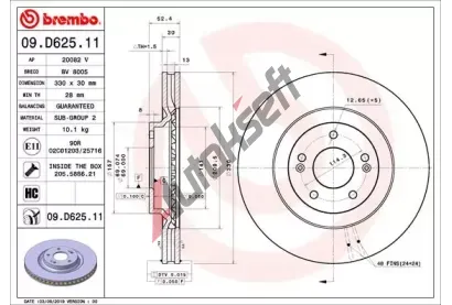 BREMBO Brzdov kotou COATED DISC LINE - 330 mm BRE 09.D625.11, 09.D625.11