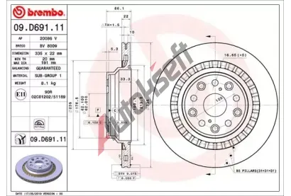 BREMBO Brzdov kotou COATED DISC LINE - 335 mm BRE 09.D691.11, 09.D691.11