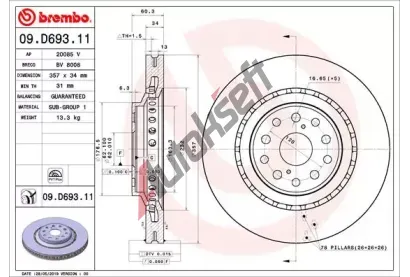 BREMBO Brzdov kotou COATED DISC LINE - 357 mm BRE 09.D693.11, 09.D693.11