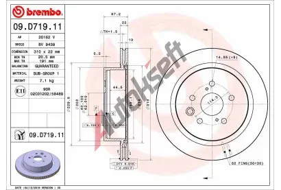 BREMBO Brzdov kotou COATED DISC LINE - 310 mm BRE 09.D719.11, 09.D719.11