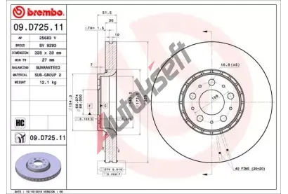 BREMBO Brzdov kotou COATED DISC LINE - 328 mm BRE 09.D725.11, 09.D725.11
