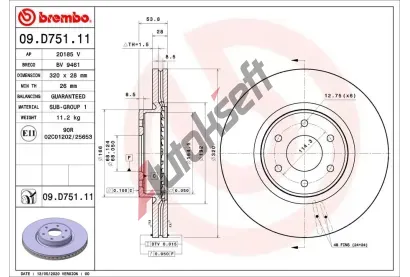 BREMBO Brzdov kotou COATED DISC LINE - 320 mm BRE 09.D751.11, 09.D751.11