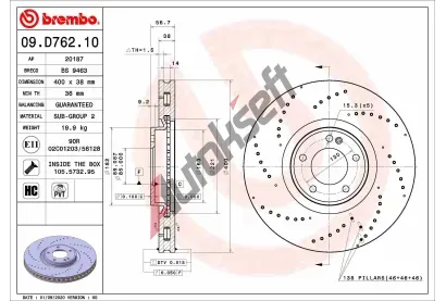 BREMBO Brzdový kotouč - 400 mm BRE 09.D762.10, 09.D762.10  BREMBO Brzdový kotouč - 400 mm BRE 09.D762.10, 09.D762.10