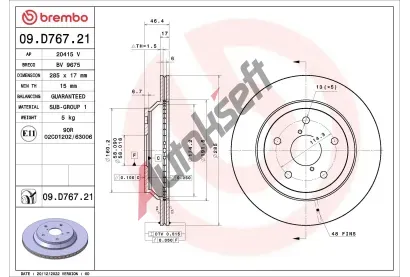 BREMBO Brzdov kotou PRIME LINE - UV Coated - 285 mm BRE 09.D767.21, 09.D767.21