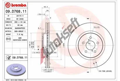 BREMBO Brzdov kotou COATED DISC LINE - 293 mm BRE 09.D768.11, 09.D768.11
