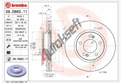 BREMBO Brzdový kotouč COATED DISC LINE - 320 mm BRE 09.D863.11, 09.D863.11 BREMBO Brzdový kotouč COATED DISC LINE - 320 mm BRE 09.D863.11, 09.D863.11