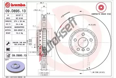 BREMBO Brzdov kotou TWO-PIECE DISCS LINE - 374 mm BRE 09.D895.13, 09.D895.13