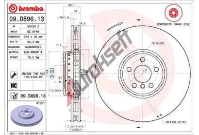 BREMBO Brzdov kotou TWO-PIECE DISCS LINE - 374 mm BRE 09.D896.13, 09.D896.13