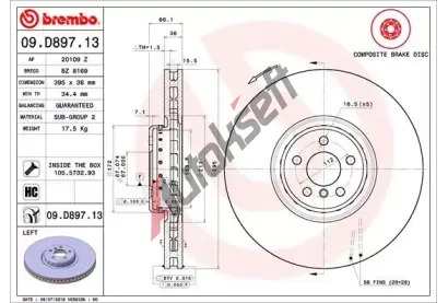 BREMBO Brzdov kotou TWO-PIECE DISCS LINE - 395 mm BRE 09.D897.13, 09.D897.13