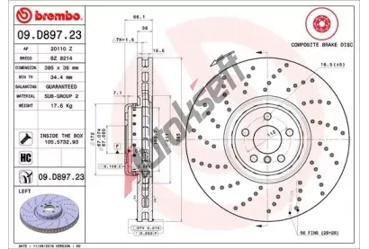 BREMBO Brzdov kotou TWO-PIECE DISCS LINE - 395 mm BRE 09.D897.23, 09.D897.23