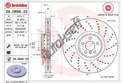 BREMBO Brzdov kotou TWO-PIECE DISCS LINE - 395 mm BRE 09.D898.23, 09.D898.23