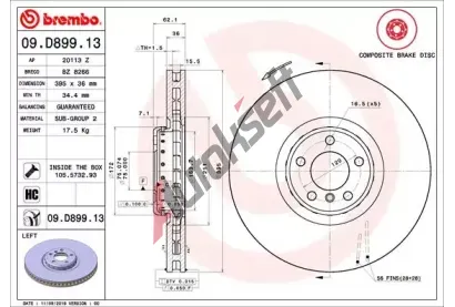 BREMBO Brzdov kotou TWO-PIECE DISCS LINE - 395 mm BRE 09.D899.13, 09.D899.13
