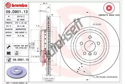 BREMBO Brzdov kotou TWO-PIECE DISCS LINE - 370 mm BRE 09.D901.13, 09.D901.13