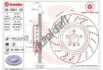 BREMBO Brzdový kotouč TWO-PIECE DISCS LINE - 370 mm BRE 09.D901.23, 09.D901.23  BREMBO Brzdový kotouč TWO-PIECE DISCS LINE - 370 mm BRE 09.D901.23, 09.D901.23