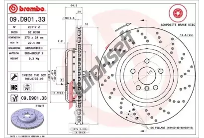 BREMBO Brzdový kotouč TWO-PIECE DISCS LINE - 370 mm BRE 09.D901.33, 09.D901.33  BREMBO Brzdový kotouč TWO-PIECE DISCS LINE - 370 mm BRE 09.D901.33, 09.D901.33