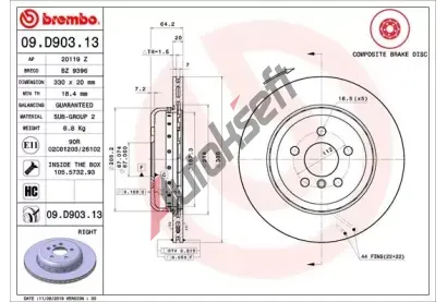 BREMBO Brzdov kotou TWO-PIECE DISCS LINE - 330 mm BRE 09.D903.13, 09.D903.13