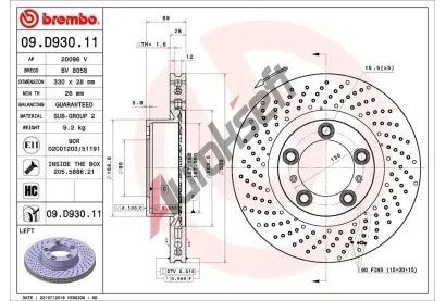 BREMBO Brzdov kotou COATED DISC LINE - 330 mm BRE 09.D930.11, 09.D930.11