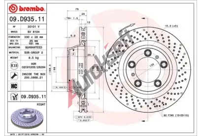 BREMBO Brzdový kotouč COATED DISC LINE - 330 mm BRE 09.D935.11, 09.D935.11  BREMBO Brzdový kotouč COATED DISC LINE - 330 mm BRE 09.D935.11, 09.D935.11